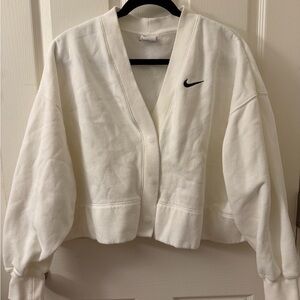 Nike Women's White Cropped Cardigan